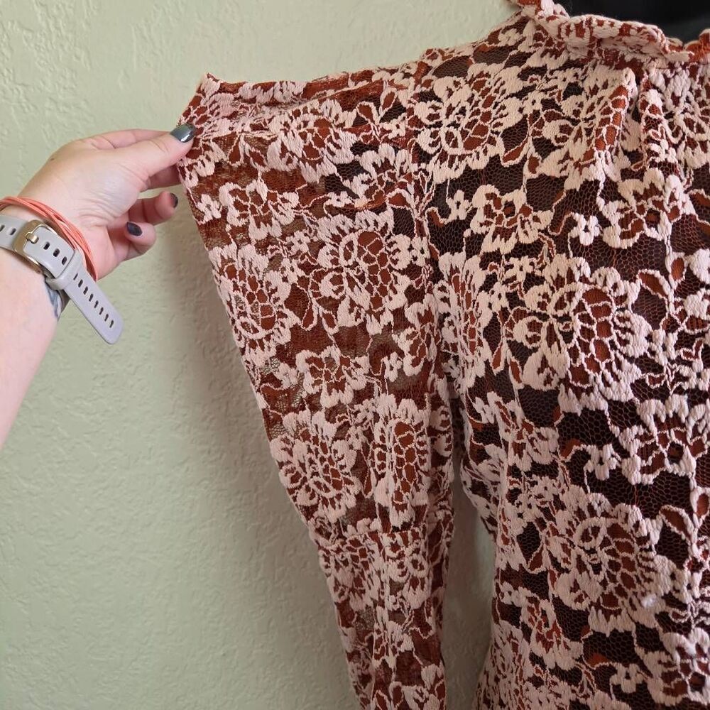 Dolan Anthropologie Sheer Lace Mockneck Blouse - Picture 3 of 9